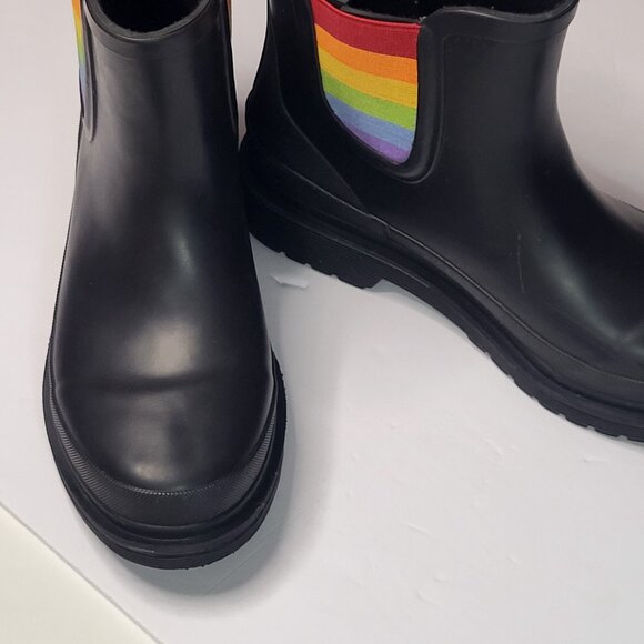 Chooka Black Rainboot LGBTQ+ Pride Eastlake Chelsea Boot Women's Size 7 - Picture 8 of 8